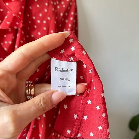 Réalisation Alexandra Dress in Red Star Print Silk Wrap Dress XS - Picture 13 of 16